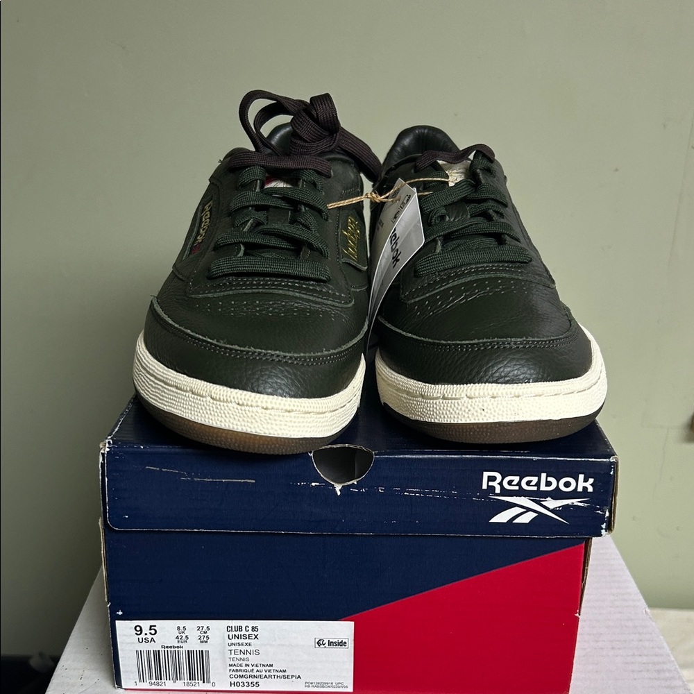 Reebok Dark Green Leather Tennis Shoes